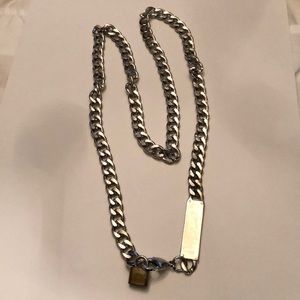 Silver long chain necklace